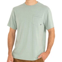 Men's Bamboo Flex Pocket Tee 17 Men's Bamboo Flex Pocket Tee -Patagonia Shop Mens FlexPocketTee HeatherKeysGreen 1
