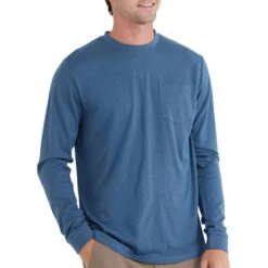 Men's Bamboo Heritage Pocket Long Sleeve -Patagonia Shop heritage pocket long sleeve heron blue men top 1