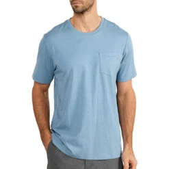 Men's Bamboo Heritage Pocket Tee -Patagonia Shop heritage pocket tee blue fog men top 1 1