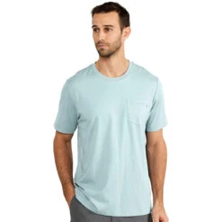 Men's Bamboo Heritage Pocket Tee -Patagonia Shop heritage pocket tee flats blue men 1