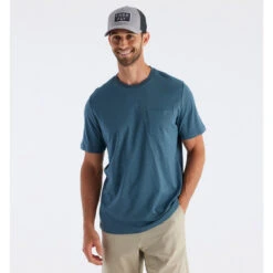 Men's Bamboo Heritage Pocket Tee -Patagonia Shop heritage pocket tee slate blue men 1 1