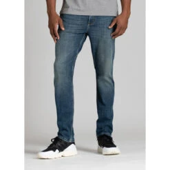 Men's Performance Denim Relaxed -Patagonia Shop mens light wash relaxed fit stretch jeans front